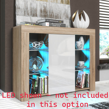 Modern Sideboard Cabinet | 97.5cm | High Gloss Door | LED or Non-LED | Black, Dark Grey, Oak &amp; Black, Oak &amp; White, White &amp; Grey, White