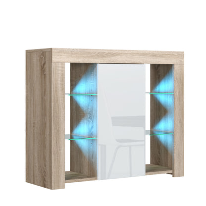Modern Sideboard Cabinet | 97.5cm | High Gloss Door | LED or Non-LED | Black, Dark Grey, Oak &amp; Black, Oak &amp; White, White &amp; Grey, White