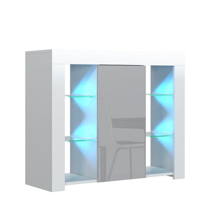 Modern Sideboard Cabinet | 97.5cm | High Gloss Door | LED or Non-LED | Black, Dark Grey, Oak &amp; Black, Oak &amp; White, White &amp; Grey, White