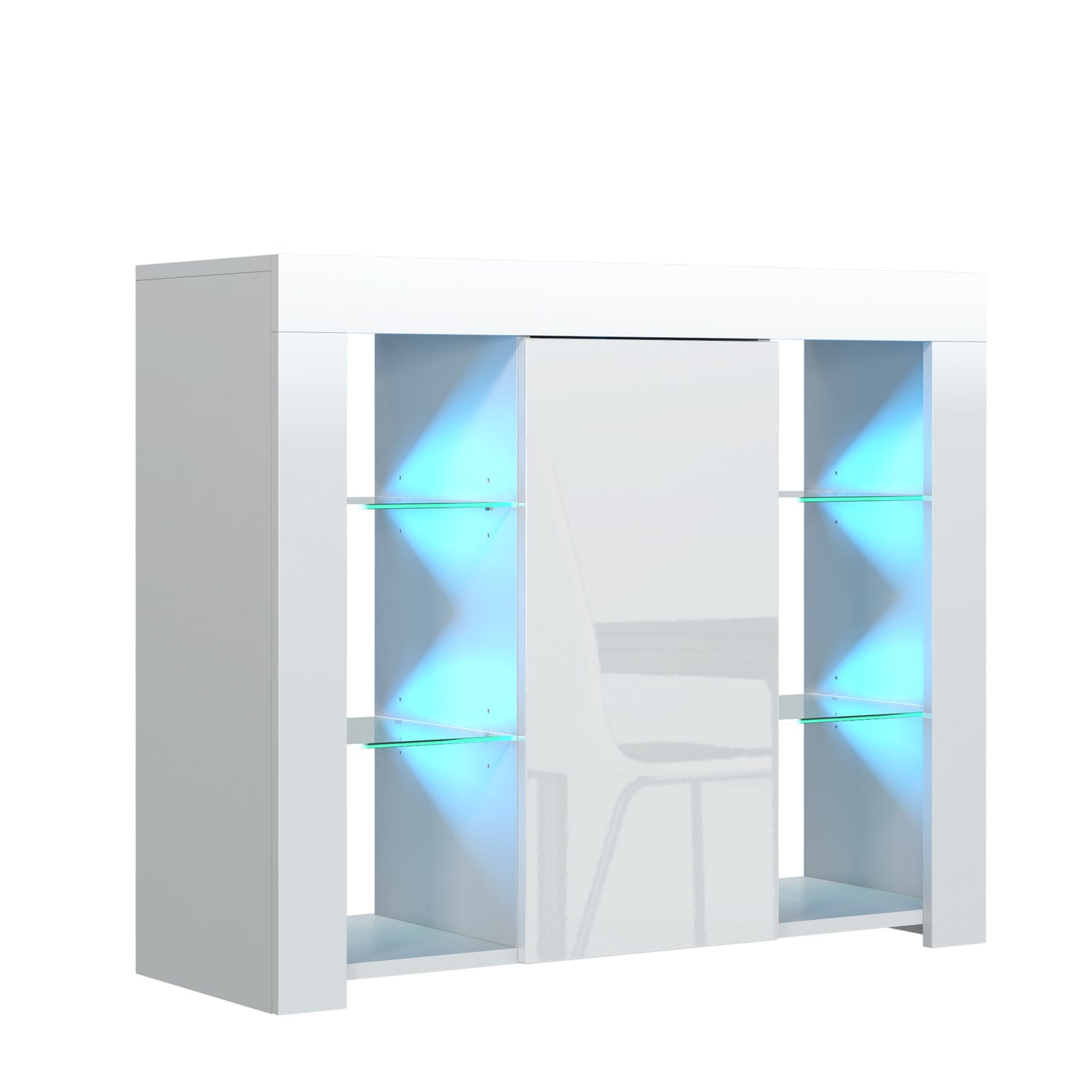 Modern Sideboard Cabinet | 97.5cm | High Gloss Door | LED or Non-LED | Black, Dark Grey, Oak &amp; Black, Oak &amp; White, White &amp; Grey, White