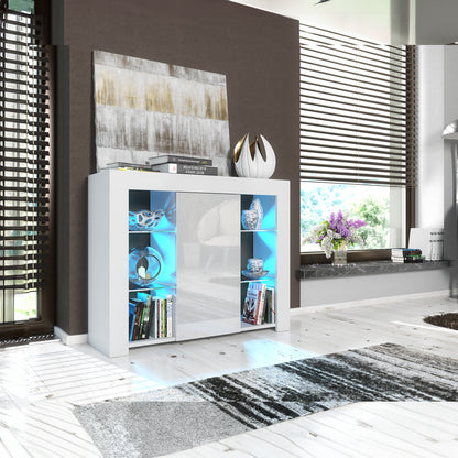 Modern Sideboard Cabinet | 97.5cm | High Gloss Door | LED or Non-LED | Black, Dark Grey, Oak &amp; Black, Oak &amp; White, White &amp; Grey, White
