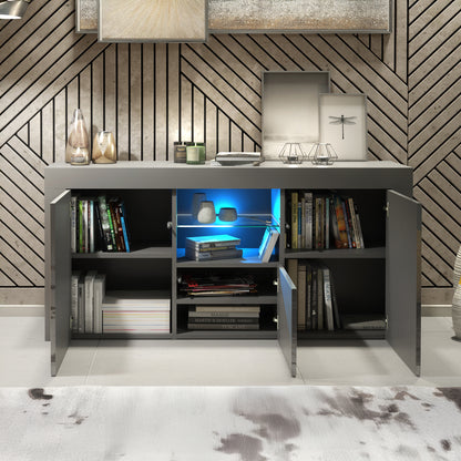 Sideboard – 145cm – High Gloss Doors – LED or Non-LED – Modern Sideboard Cabinet – LUNARO