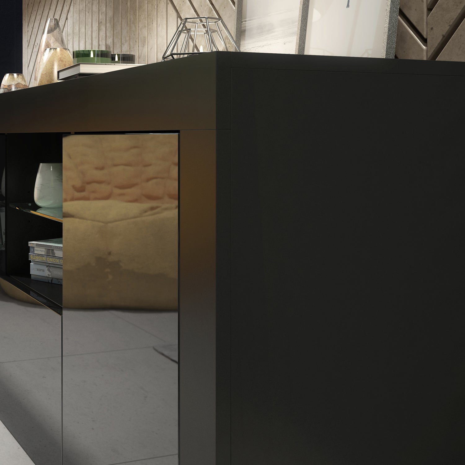 Sideboard – 145cm – High Gloss Doors – LED or Non-LED – Modern Sideboard Cabinet – LUNARO