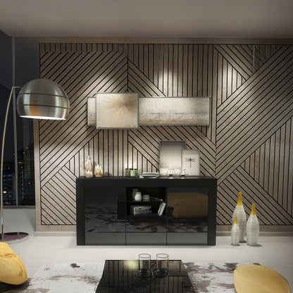 Sideboard – 145cm – High Gloss Doors – LED or Non-LED – Modern Sideboard Cabinet – LUNARO