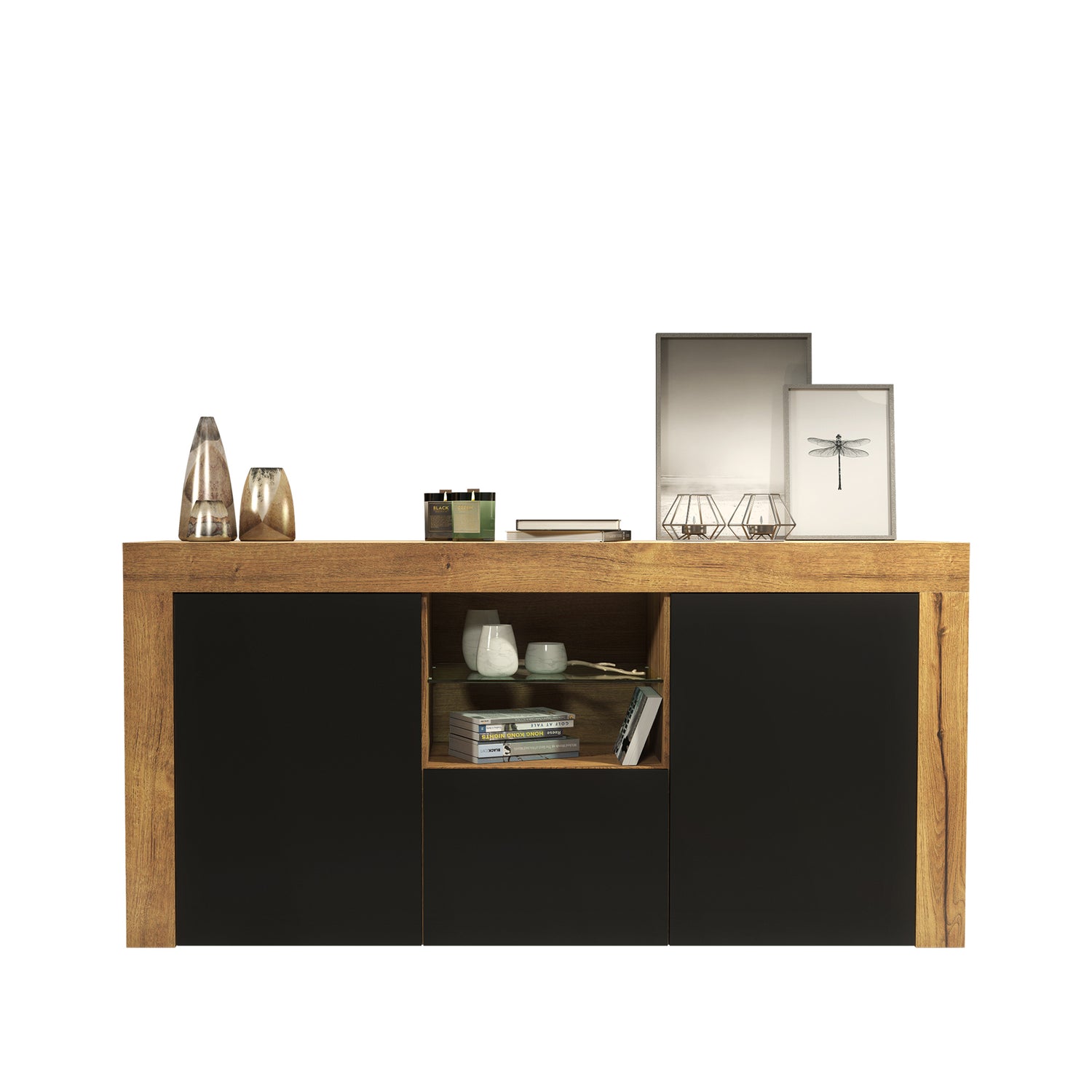 Sideboard – 145cm – High Gloss Doors – LED or Non-LED – Modern Sideboard Cabinet – LUNARO