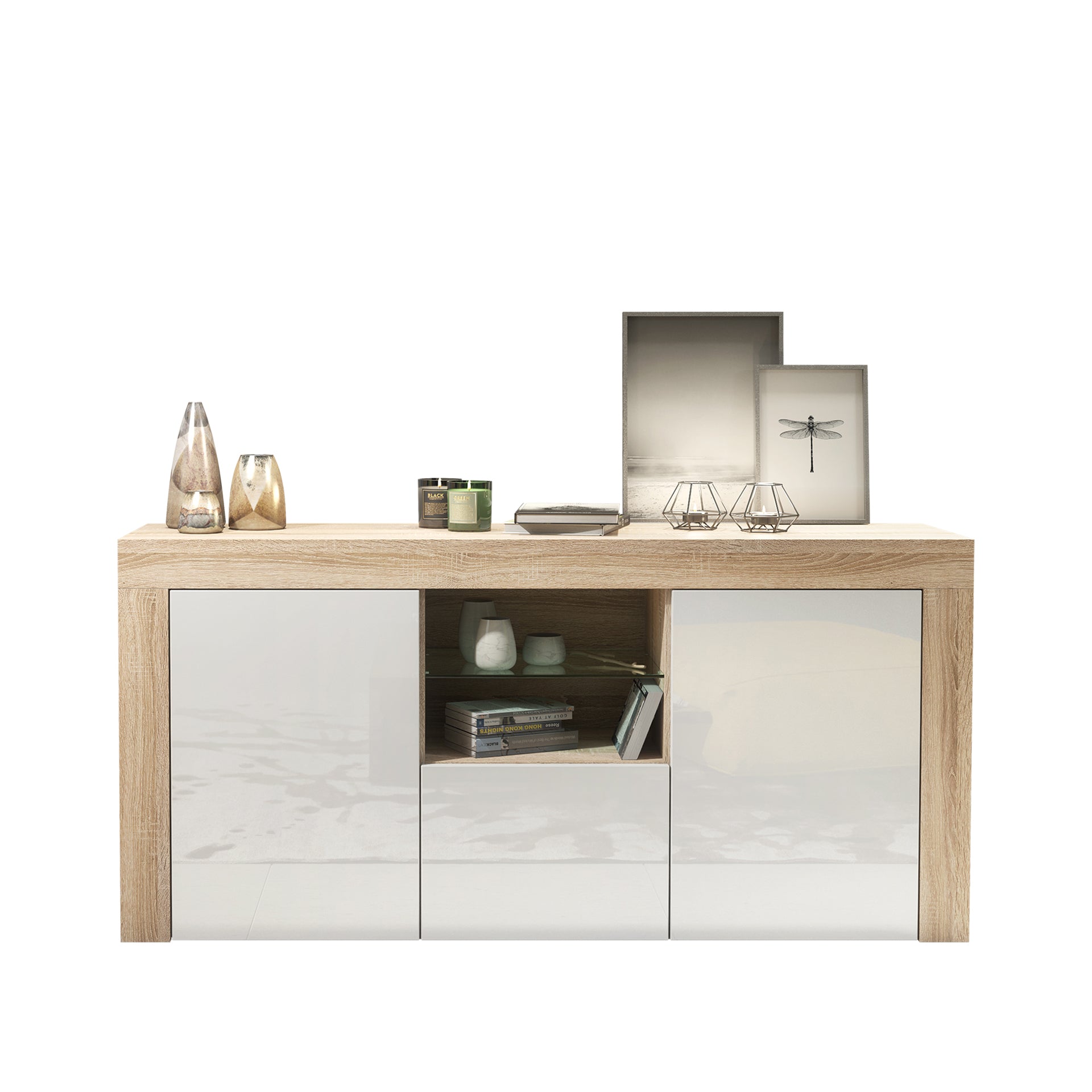 Sideboard – 145cm – High Gloss Doors – LED or Non-LED – Modern Sideboard Cabinet – LUNARO