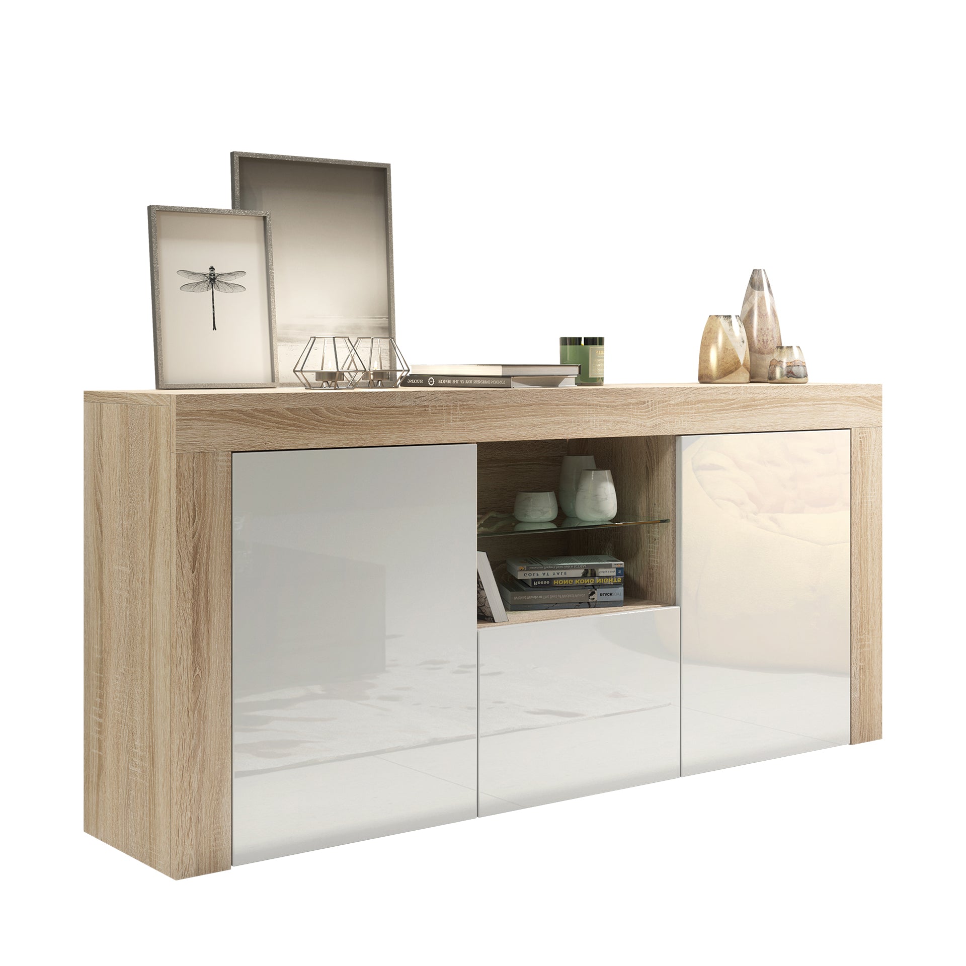 Sideboard – 145cm – High Gloss Doors – LED or Non-LED – Modern Sideboard Cabinet – LUNARO