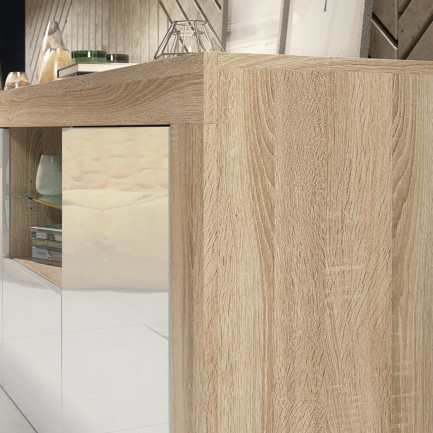 Sideboard – 145cm – High Gloss Doors – LED or Non-LED – Modern Sideboard Cabinet – LUNARO