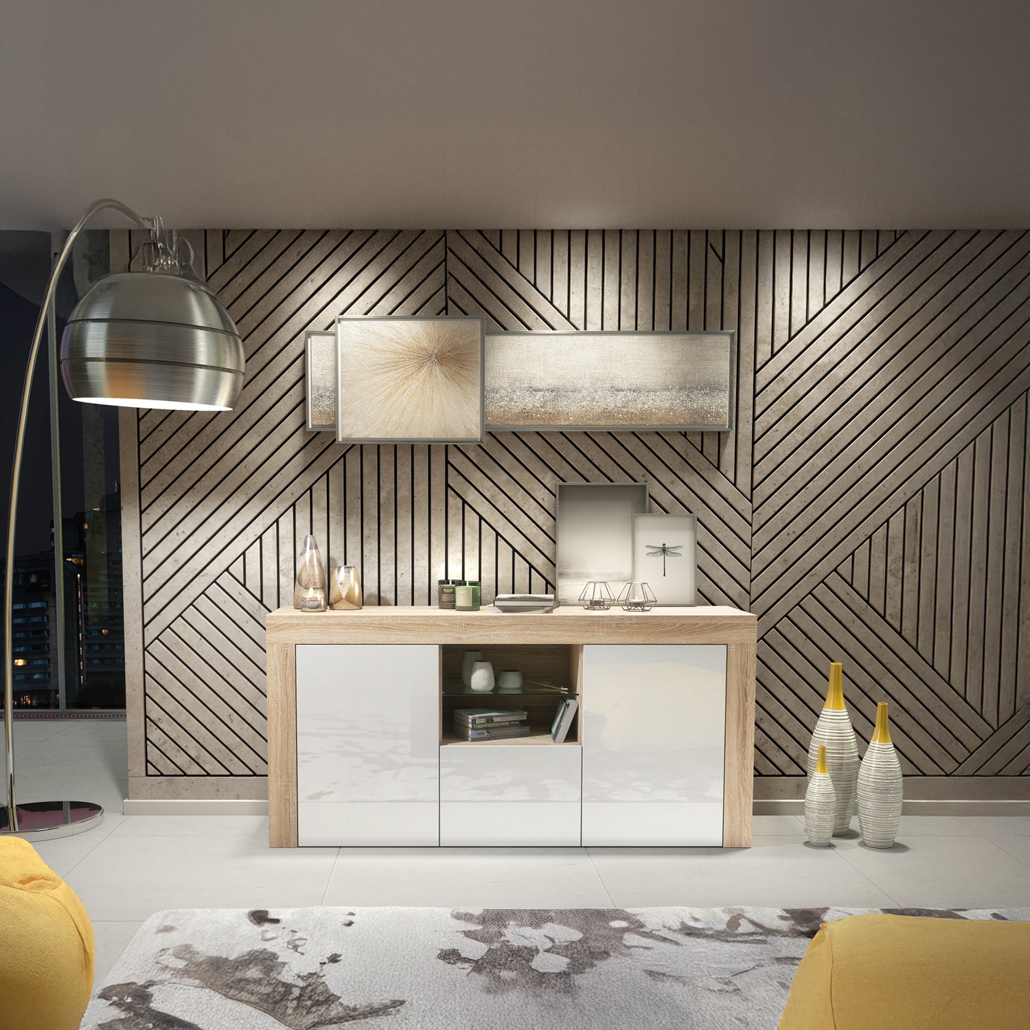 Sideboard – 145cm – High Gloss Doors – LED or Non-LED – Modern Sideboard Cabinet – LUNARO