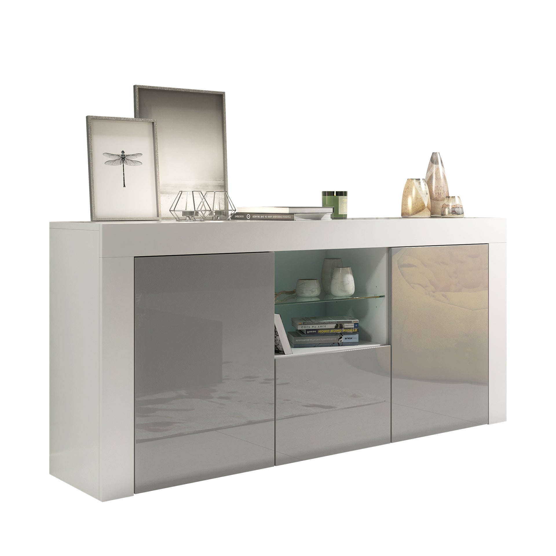 Sideboard – 145cm – High Gloss Doors – LED or Non-LED – Modern Sideboard Cabinet – LUNARO