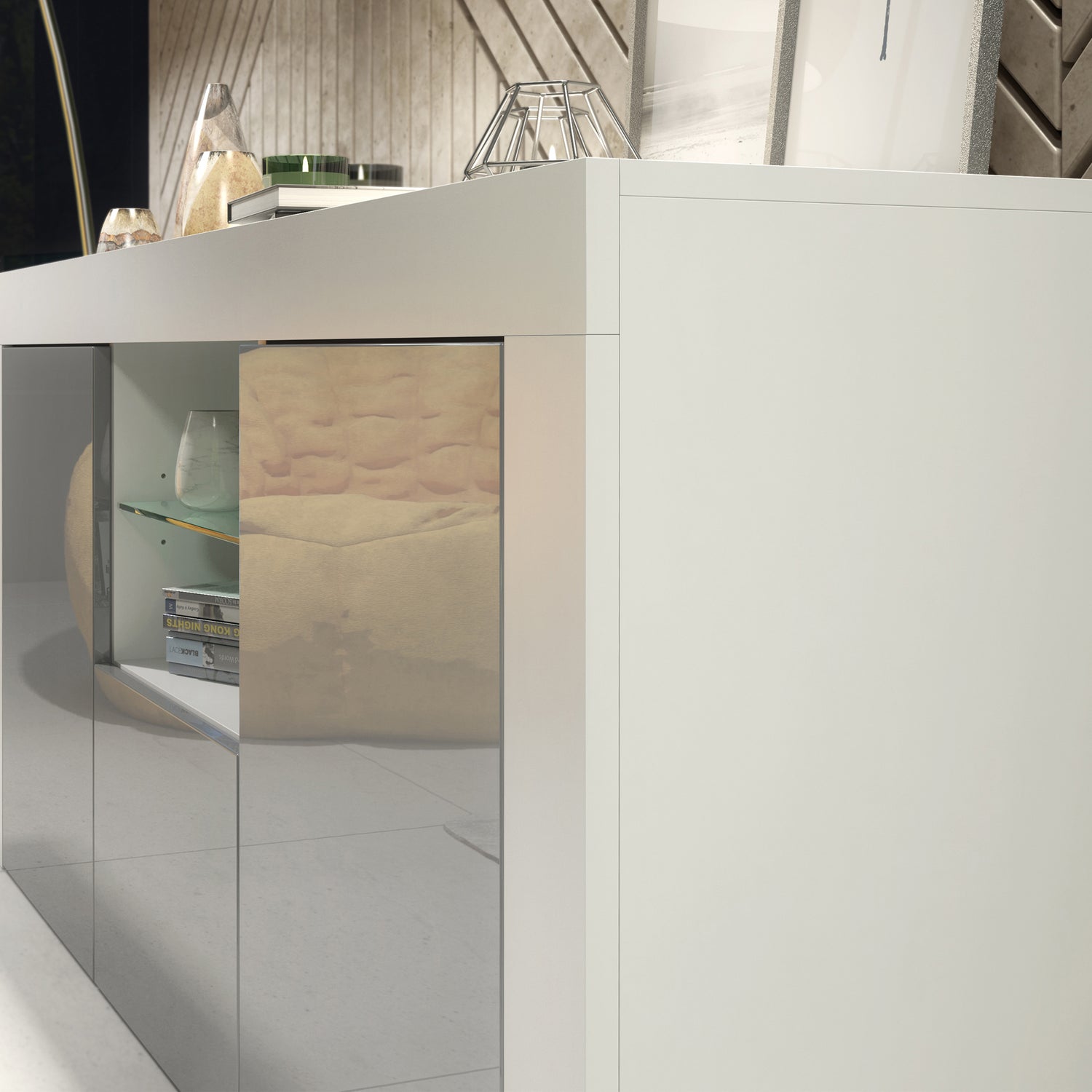 Sideboard – 145cm – High Gloss Doors – LED or Non-LED – Modern Sideboard Cabinet – LUNARO