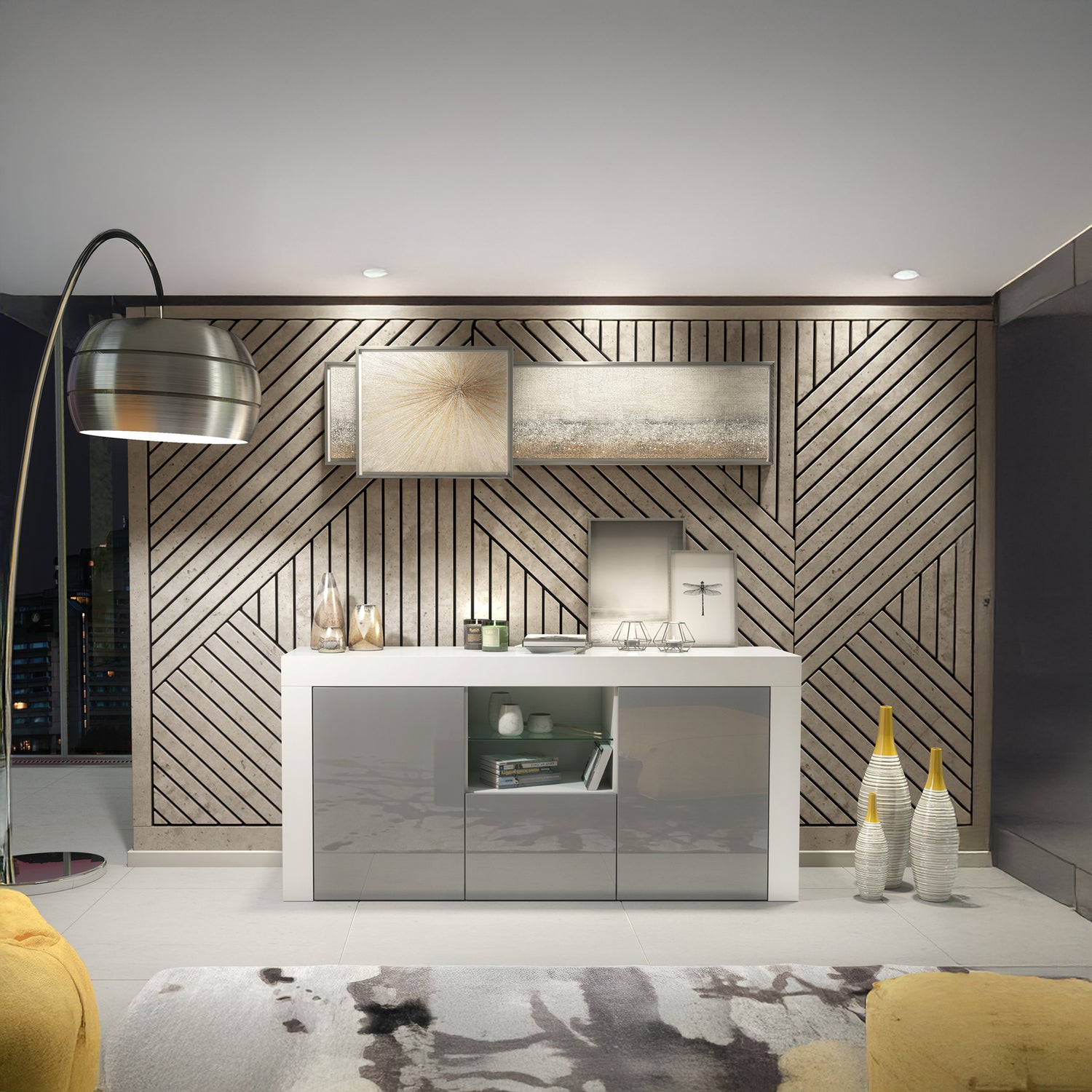 Sideboard – 145cm – High Gloss Doors – LED or Non-LED – Modern Sideboard Cabinet – LUNARO