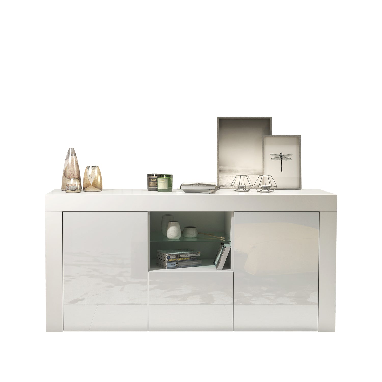 Sideboard – 145cm – High Gloss Doors – LED or Non-LED – Modern Sideboard Cabinet – LUNARO