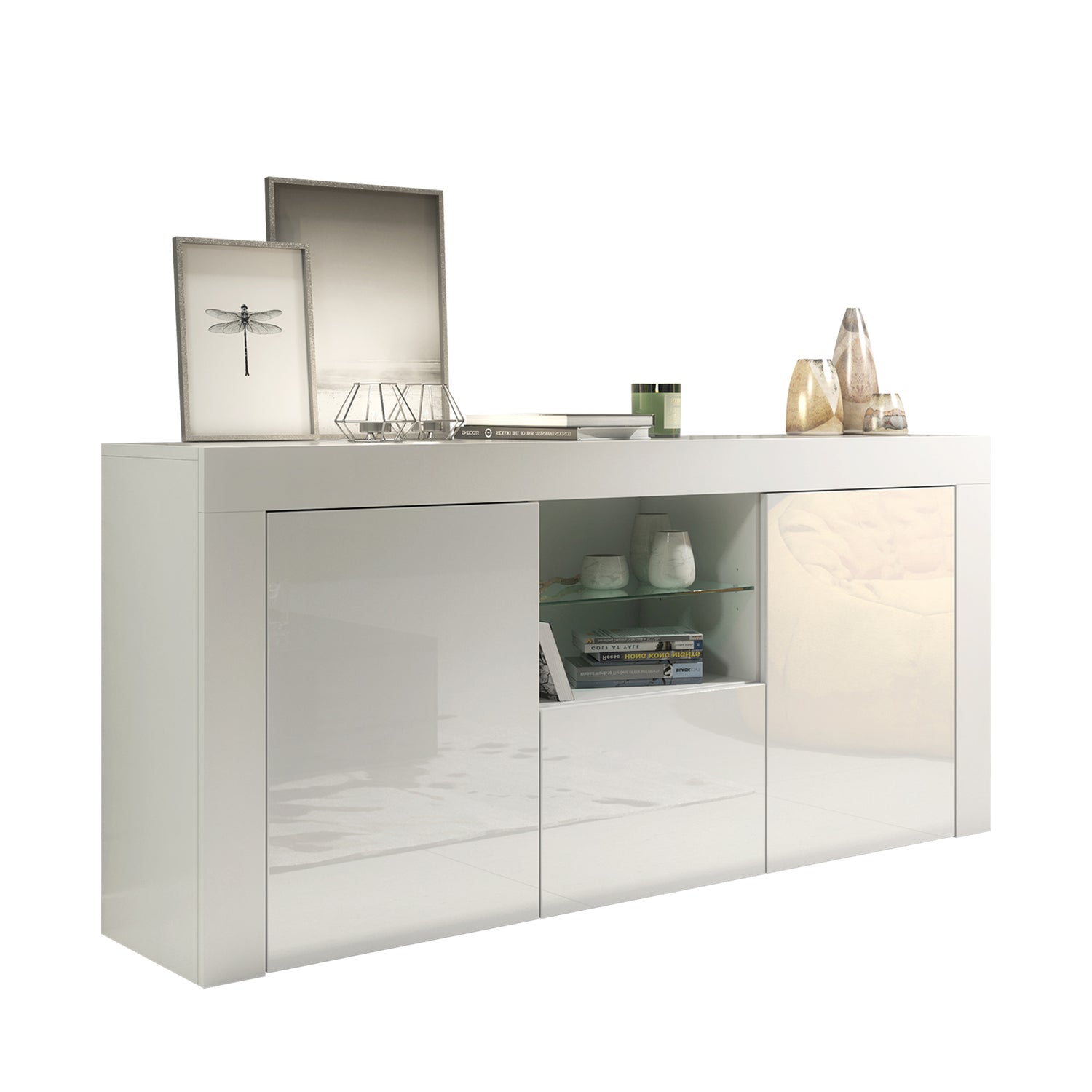 Sideboard – 145cm – High Gloss Doors – LED or Non-LED – Modern Sideboard Cabinet – LUNARO