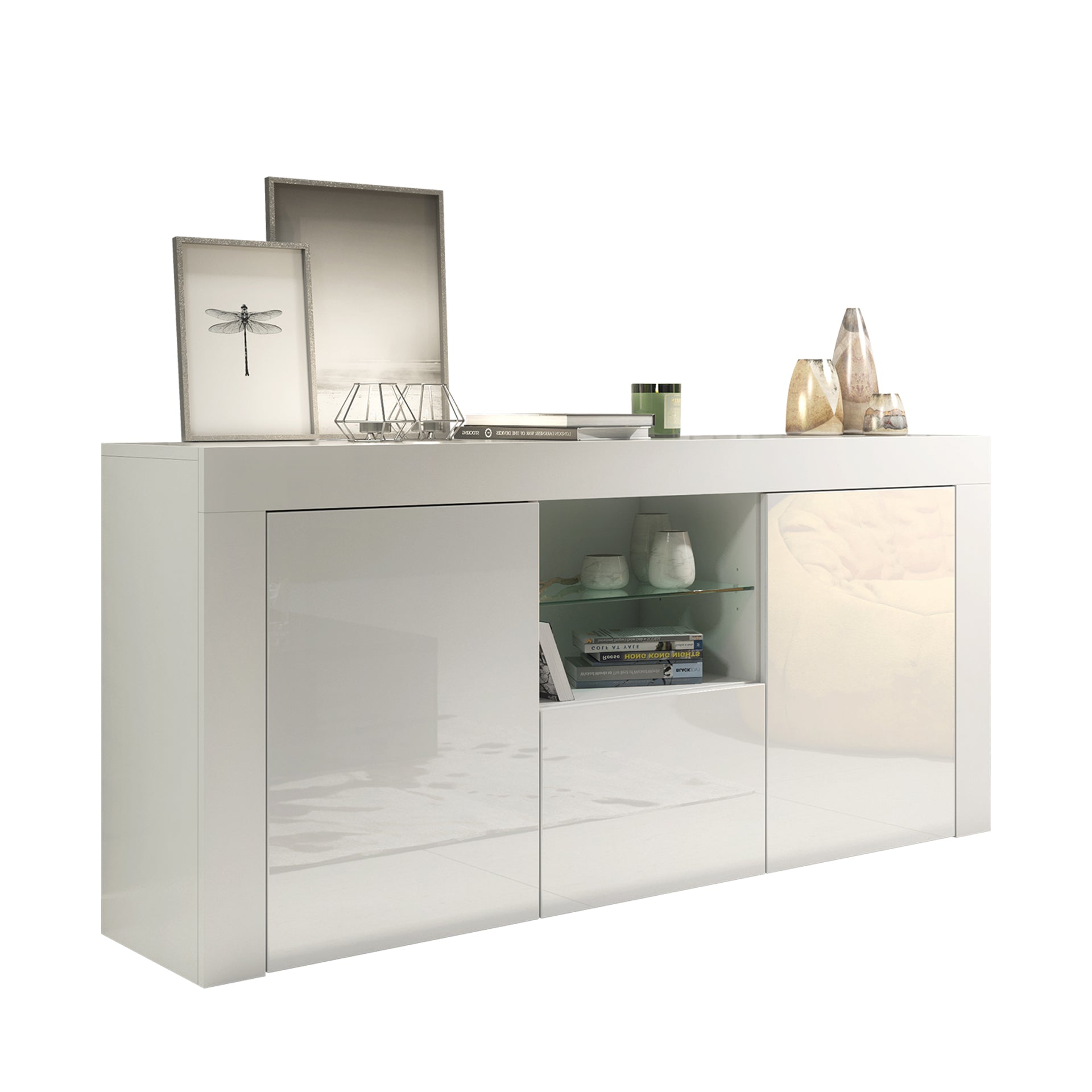 Sideboard – 145cm – High Gloss Doors – LED or Non-LED – Modern Sideboard Cabinet – LUNARO