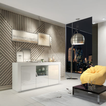 Sideboard – 145cm – High Gloss Doors – LED or Non-LED – Modern Sideboard Cabinet – LUNARO