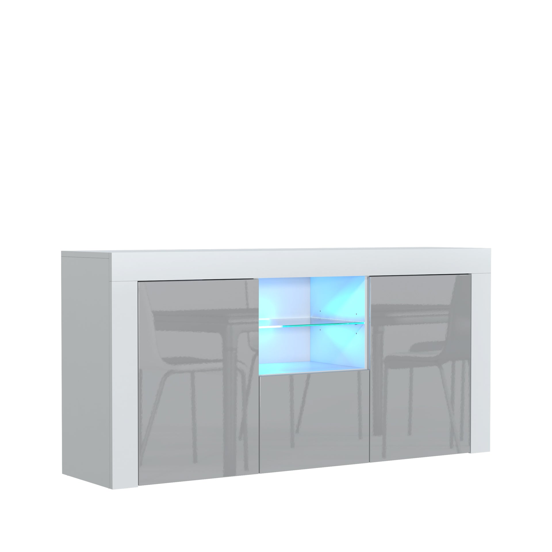 Sideboard – 145cm – High Gloss Doors – LED or Non-LED – Modern Sideboard Cabinet – LUNARO
