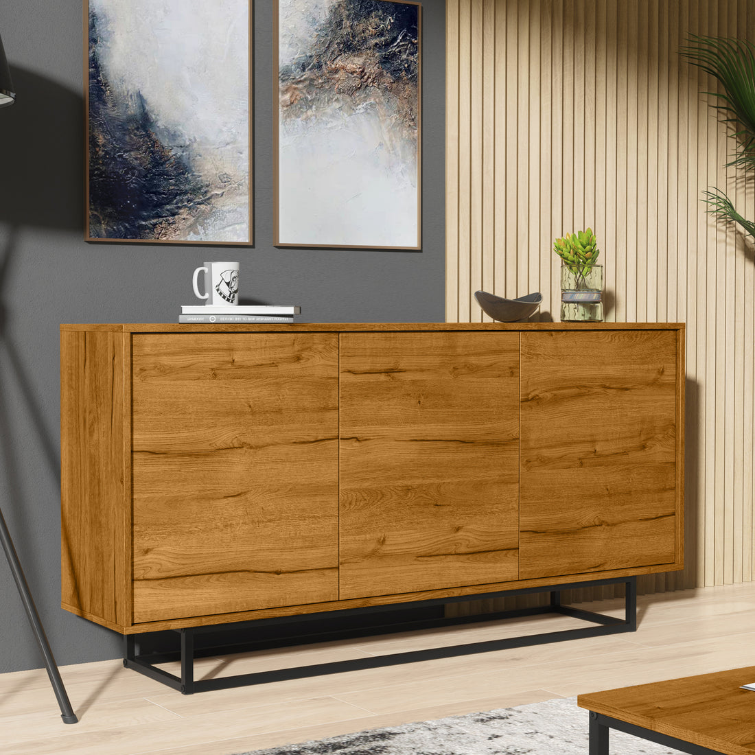 Sideboard – 160cm – 3-Door Cabinet – Modern Industrial Design – FERRANO Collection
