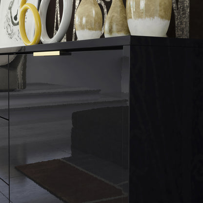 Sideboard – 140cm – High Gloss Finish – Gold Legs – Storage Cabinet – LUMINO Collection