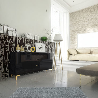 Sideboard – 140cm – High Gloss Finish – Gold Legs – Storage Cabinet – LUMINO Collection
