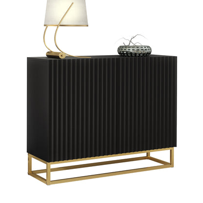 Sideboard Cabinet – 100cm – Fluted Doors – Push to Open – Gold Base – VESTA Collection