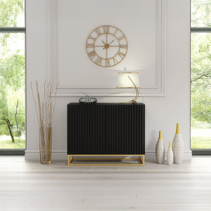 Sideboard Cabinet – 100cm – Fluted Doors – Push to Open – Gold Base – VESTA Collection