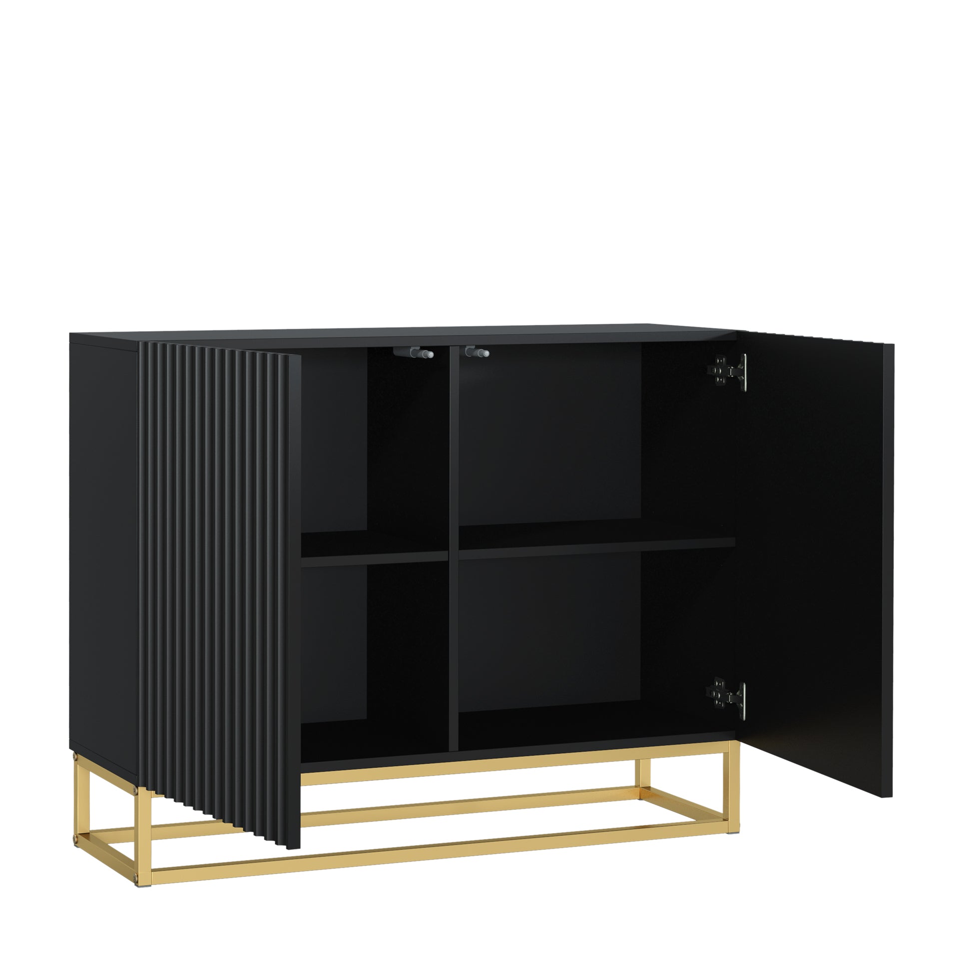Sideboard Cabinet – 100cm – Fluted Doors – Push to Open – Gold Base – VESTA Collection