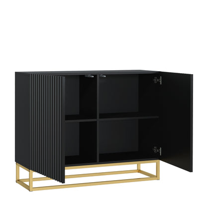 Sideboard Cabinet – 100cm – Fluted Doors – Push to Open – Gold Base – VESTA Collection