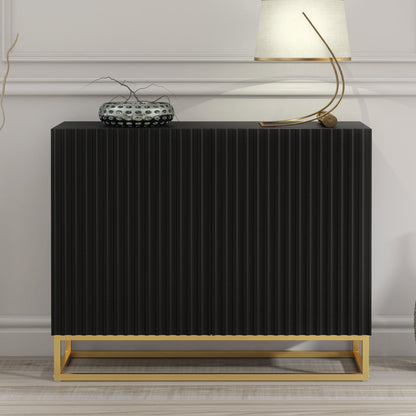 Sideboard Cabinet – 100cm – Fluted Doors – Push to Open – Gold Base – VESTA Collection