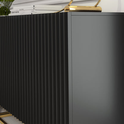 Sideboard Cabinet – 200cm – Fluted Doors – Push to Open – Gold Base – VESTA Collection