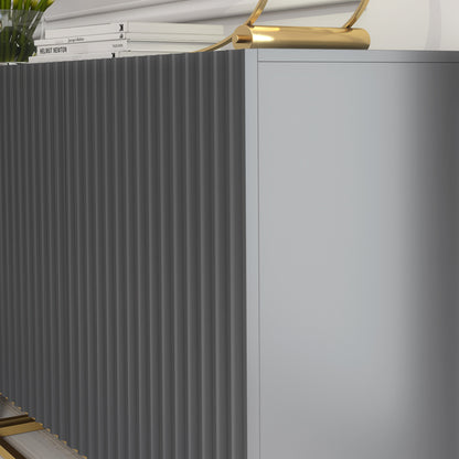 Sideboard Cabinet – 200cm – Fluted Doors – Push to Open – Gold Base – VESTA Collection