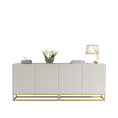 Sideboard Cabinet – 200cm – Fluted Doors – Push to Open – Gold Base – VESTA Collection