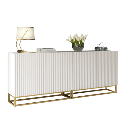 Sideboard Cabinet – 200cm – Fluted Doors – Push to Open – Gold Base – VESTA Collection