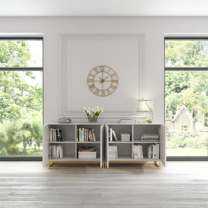 Sideboard Cabinet – 200cm – Fluted Doors – Push to Open – Gold Base – VESTA Collection
