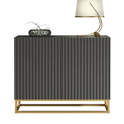 Sideboard Cabinet – 100cm – Fluted Doors – Push to Open – Gold Base – VESTA Collection