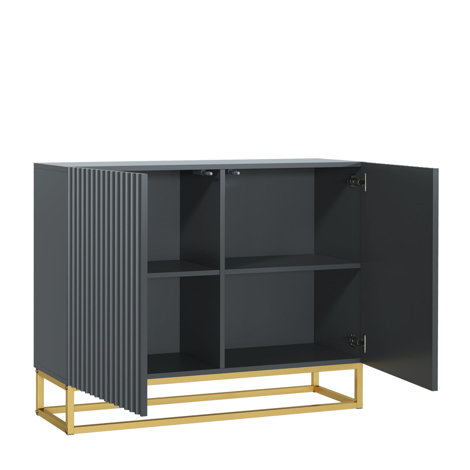 Sideboard Cabinet – 100cm – Fluted Doors – Push to Open – Gold Base – VESTA Collection