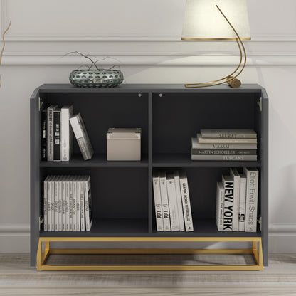 Sideboard Cabinet – 100cm – Fluted Doors – Push to Open – Gold Base – VESTA Collection