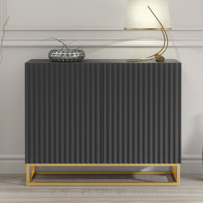 Sideboard Cabinet – 100cm – Fluted Doors – Push to Open – Gold Base – VESTA Collection