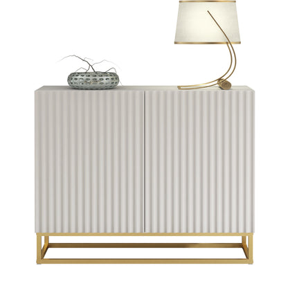 Sideboard Cabinet – 100cm – Fluted Doors – Push to Open – Gold Base – VESTA Collection