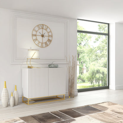 Sideboard Cabinet – 100cm – Fluted Doors – Push to Open – Gold Base – VESTA Collection