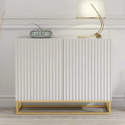 Sideboard Cabinet – 100cm – Fluted Doors – Push to Open – Gold Base – VESTA Collection