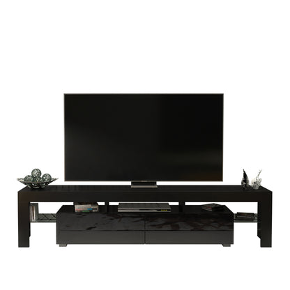 TV Stand – 200cm – High Gloss Doors – LED or Non-LED – Extra-Wide Modern Media Cabinet – LUNARO