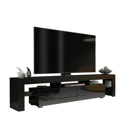 TV Stand – 200cm – High Gloss Doors – LED or Non-LED – Extra-Wide Modern Media Cabinet – LUNARO