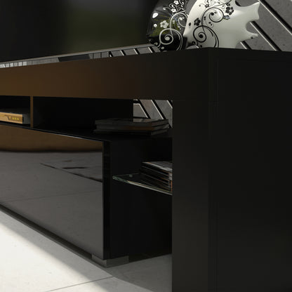 TV Stand – 200cm – High Gloss Doors – LED or Non-LED – Extra-Wide Modern Media Cabinet – LUNARO