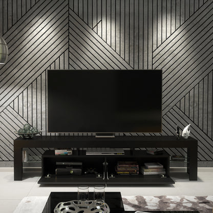 TV Stand – 200cm – High Gloss Doors – LED or Non-LED – Extra-Wide Modern Media Cabinet – LUNARO