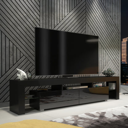 TV Stand – 200cm – High Gloss Doors – LED or Non-LED – Extra-Wide Modern Media Cabinet – LUNARO