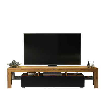 TV Stand – 200cm – High Gloss Doors – LED or Non-LED – Extra-Wide Modern Media Cabinet – LUNARO