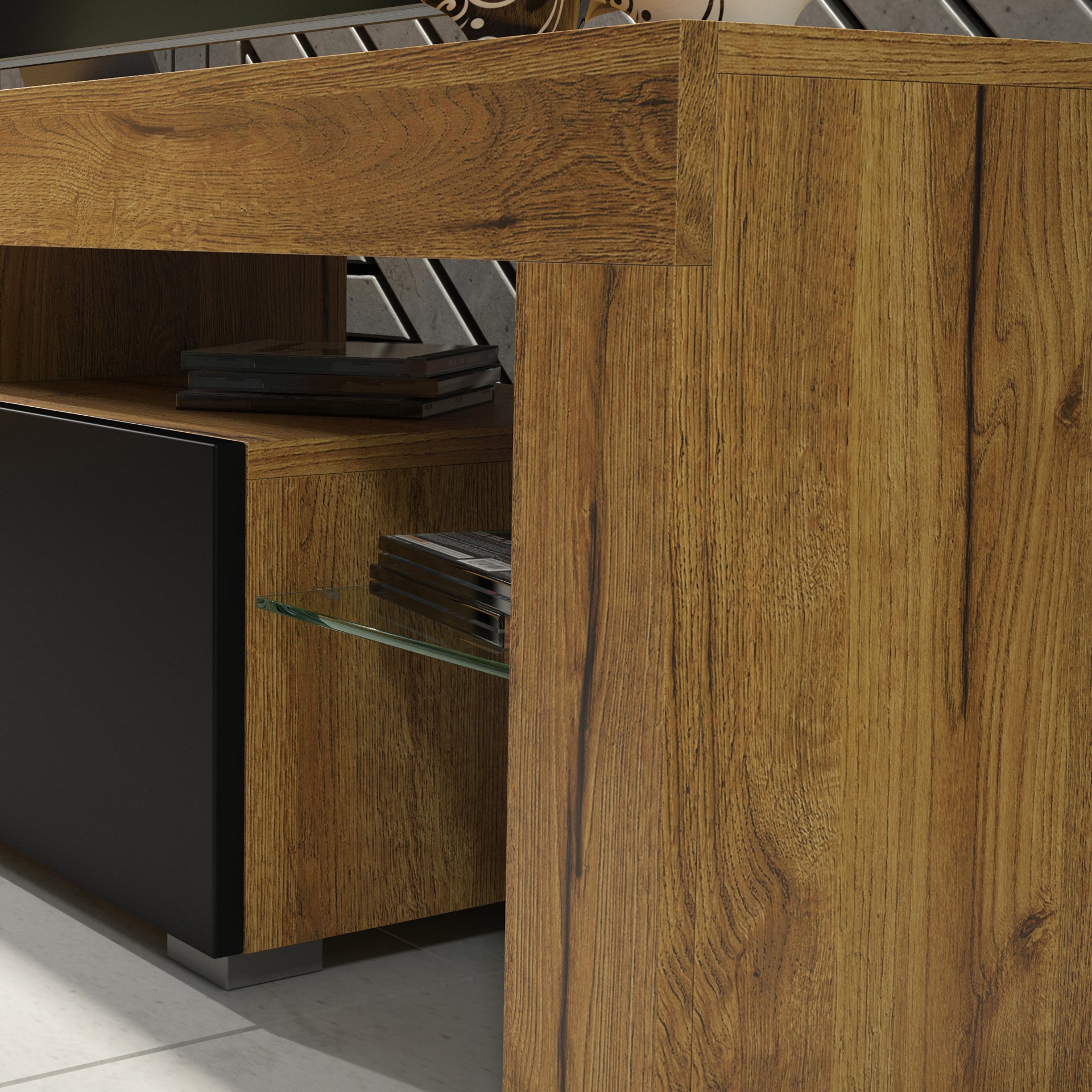 TV Stand – 200cm – High Gloss Doors – LED or Non-LED – Extra-Wide Modern Media Cabinet – LUNARO