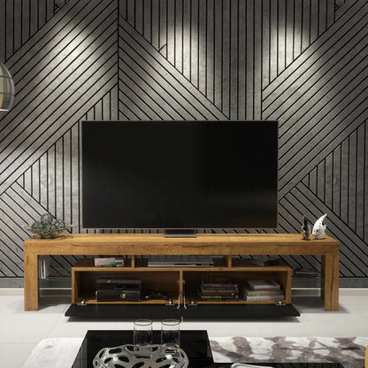 TV Stand – 200cm – High Gloss Doors – LED or Non-LED – Extra-Wide Modern Media Cabinet – LUNARO