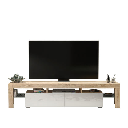 TV Stand – 200cm – High Gloss Doors – LED or Non-LED – Extra-Wide Modern Media Cabinet – LUNARO